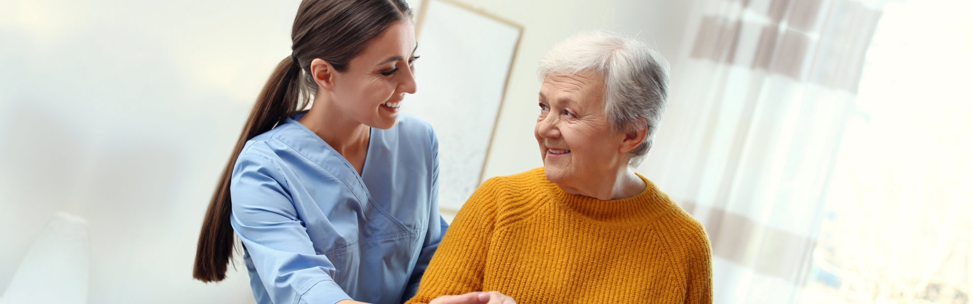 nurse guiding senior